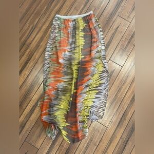 Women’s Multicolor Patterned silk and modal layered Skirt Sz XS/S elastic waist